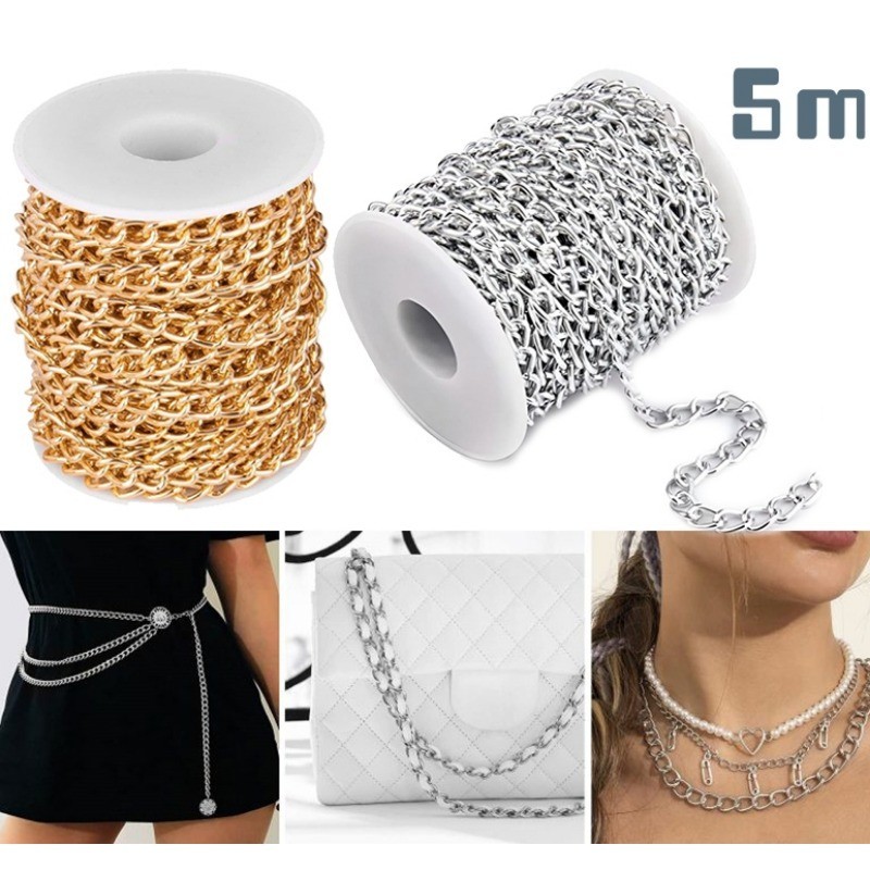 5m/Roll Aluminium Curb Chains Link Rose gold Silver Twist Links for ...