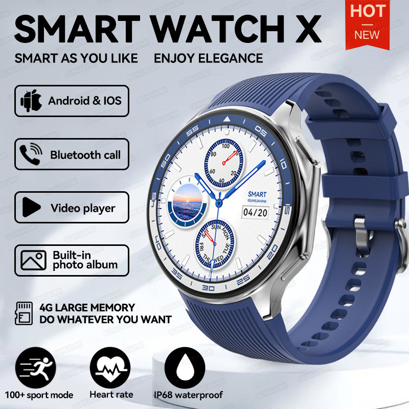 22024 New For OPPO Watch X 4GB Memory Smartwatch MP3 MP4 Music Video Bluetooth Call Smart Bracelet Waterproof Fashion Smartwatch