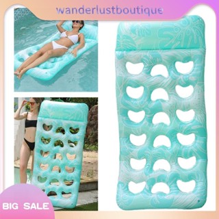 Inflatable Floating Bed with Headrest PVC Air Mattress for Beach (Light ...