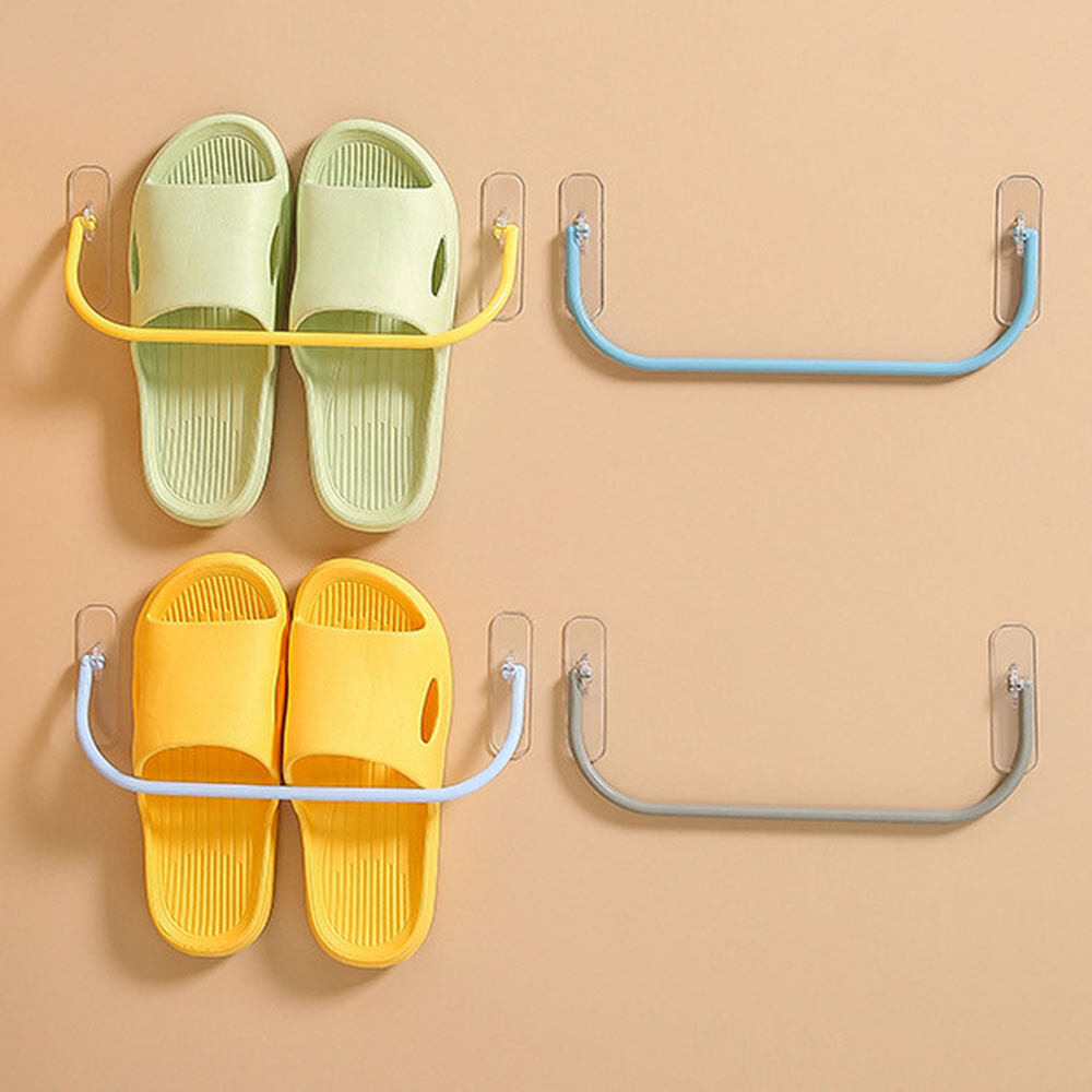 Wall Mounted Slipper Rack Plastic Bathroom Shoes Hanger Slippers Drain ...