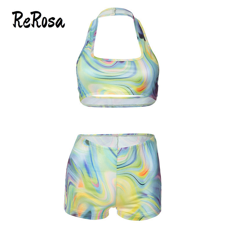 ReRosa Women Short Skirt Set 2024 Fashion Halter Sexy Holiday Causal ...