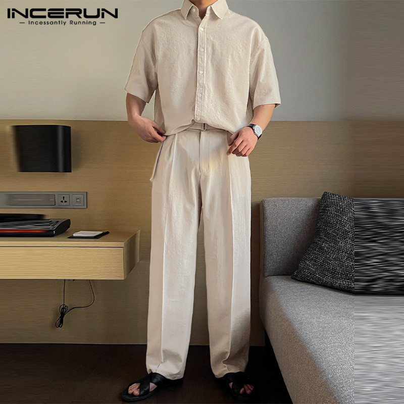 Solid Color Short Sleeve Two-Piece Suit