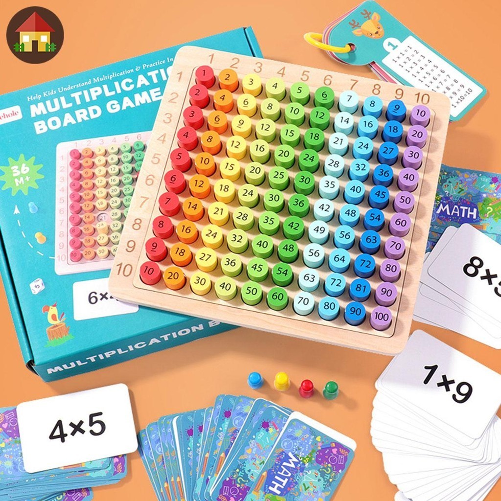 Wooden Math Multiplication Board Montessori Children Counting Toy with ...