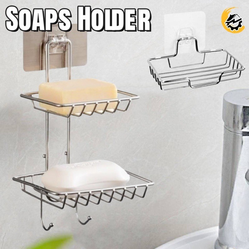 1/2 Layers Stainless Steel Soap Dish Shelf Wall Mounted Soaps Holder ...