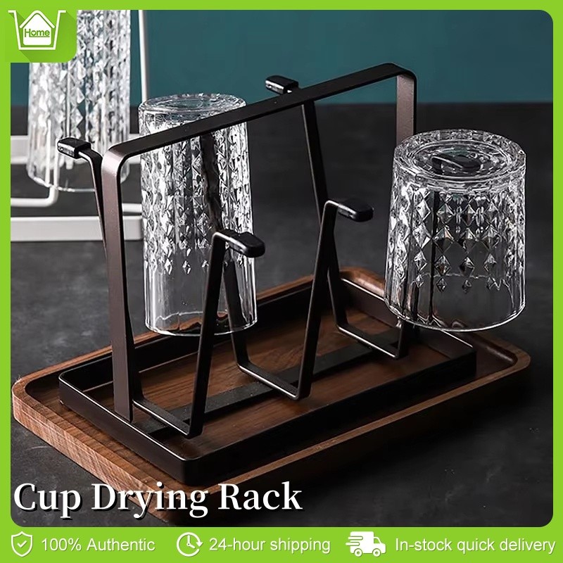 Stainless Steel Cup Hanging Drying Rack 6 Hooks Glass Holder Upside ...
