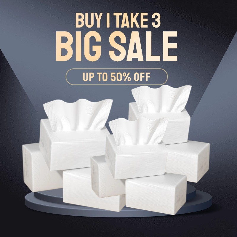 【Buy 1 Take 3】4-ply facial tissue, original wood pulp skin-friendly ...