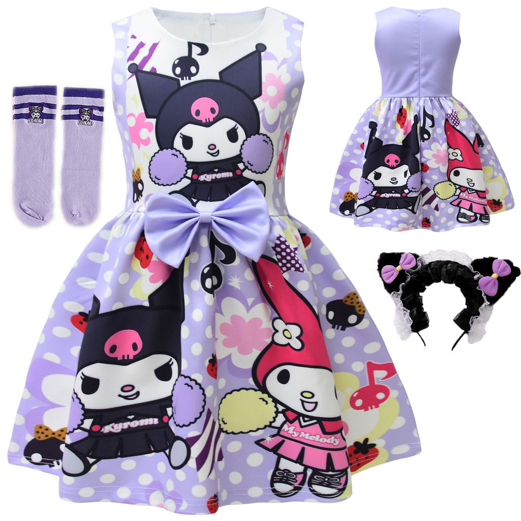 Sanrio Melody Kuromi Dress for Kids Girl Sleeveless Purple Clothes Attire 3 4 5 6 7 8 9 10 Years ...