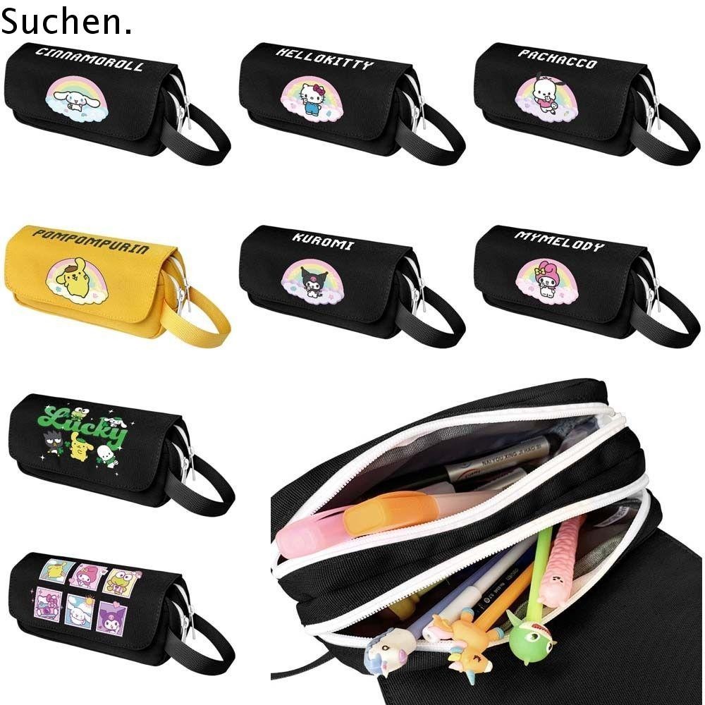 SUCHENPH Pen Bag, Double layered Multifunctional Stationery Bag, Waterproof Translucent Large