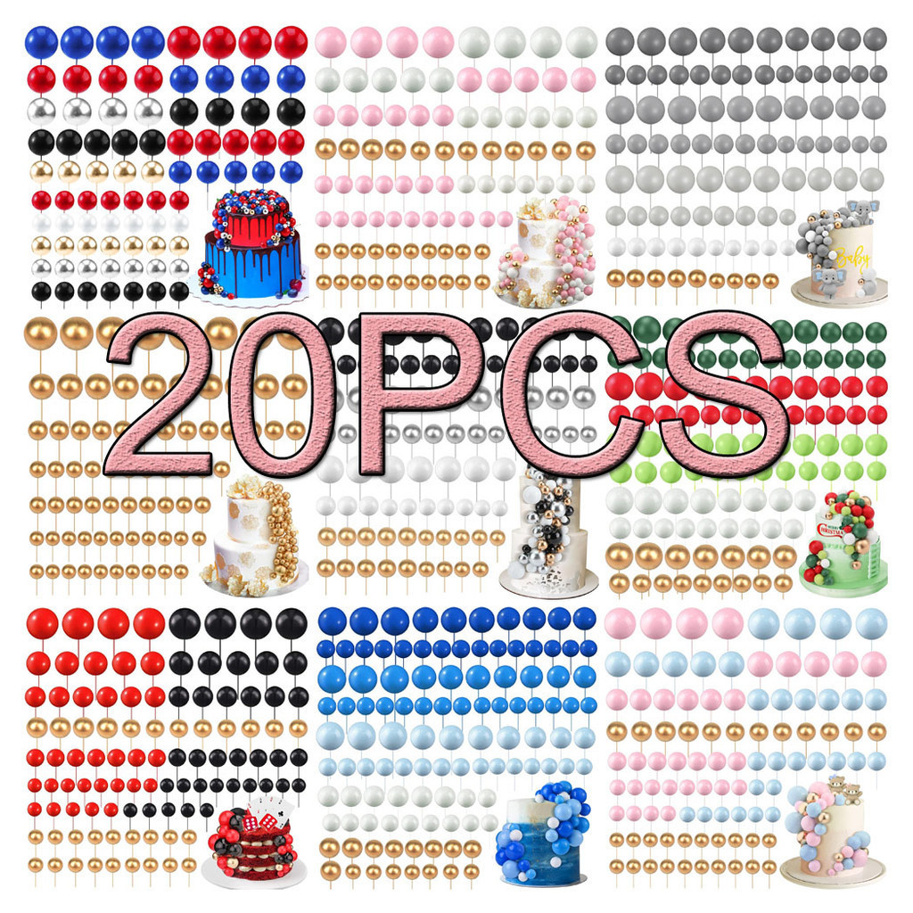 【Aesthetic Combination】20pcs Bubbles Balls Cake Topper Set Foam Balls