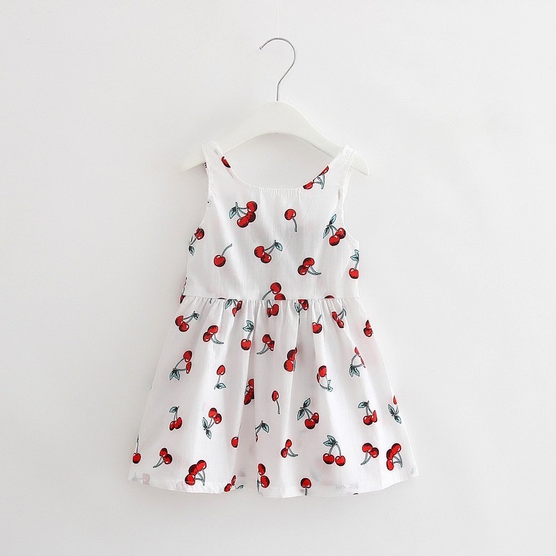 Dress Children Girl Summer Sleeveless Tied Rope Design Fresh Cherry ...