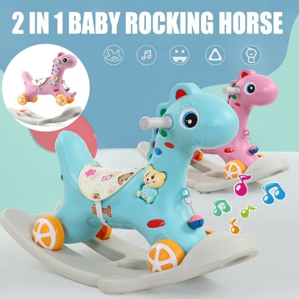 2 in 1 Rocking Horse Rider Push Car Rocker Pony Trojan Toys Children's ...