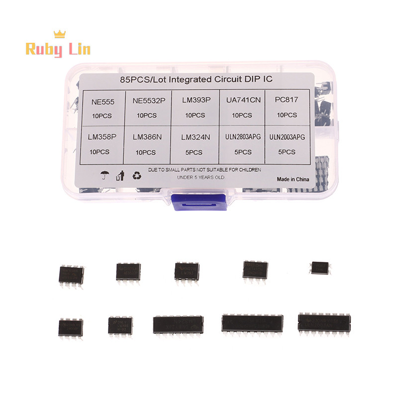 Ruby Lin 85Pcs Integrated Circuit Chip Kit 10 Specifications IC-NE555 ...