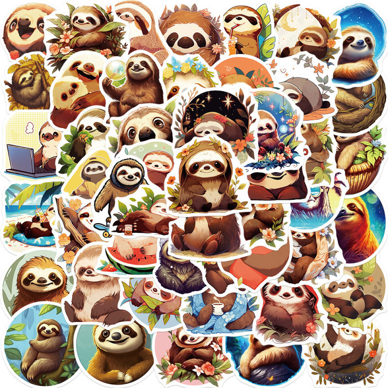 Cute Sloth Stickers for Hydroflask Laptop, 50pcs Waterproof Sloth ...