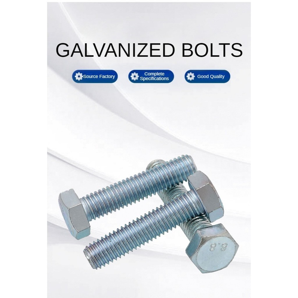 10 SETS Galvanized (GI) Bolt Capscrew with Nut Washer and Lock 1/4 5/16 ...