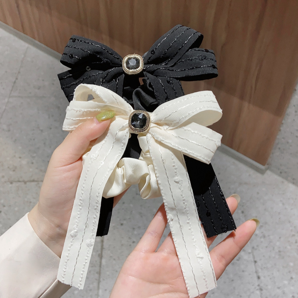 Mori Style Bow Hair Tie Korean Version Black Scrunchy White 2021 Fairy ...