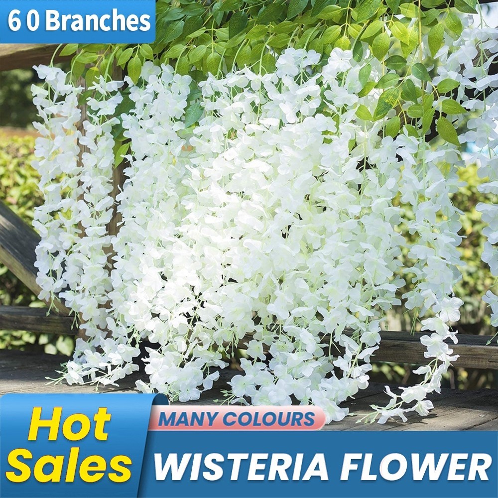 Aesthetics Wisteria Hanging Flowers -rattan Silk Flower Garland For 