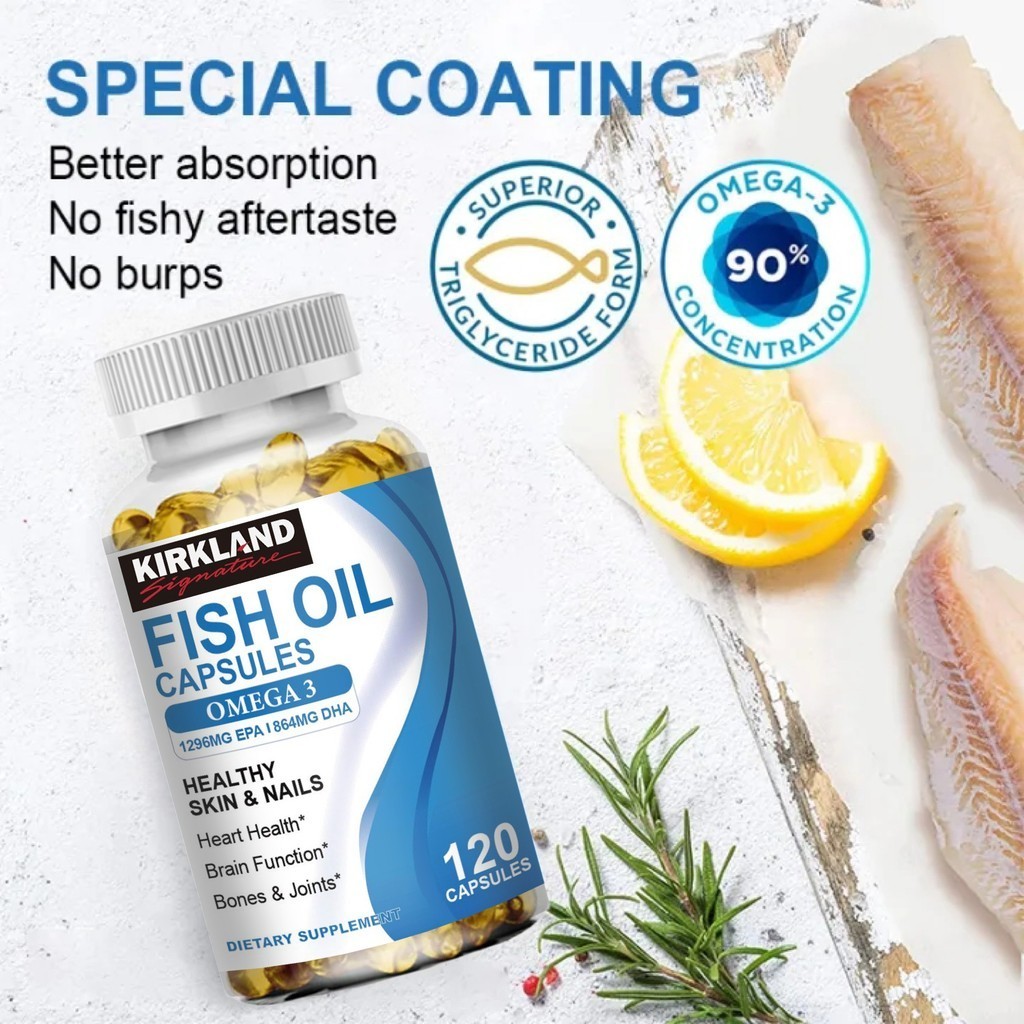 KIRKLAND Fish Oil Capsules Promote Brain Development Reduces Liver Fat