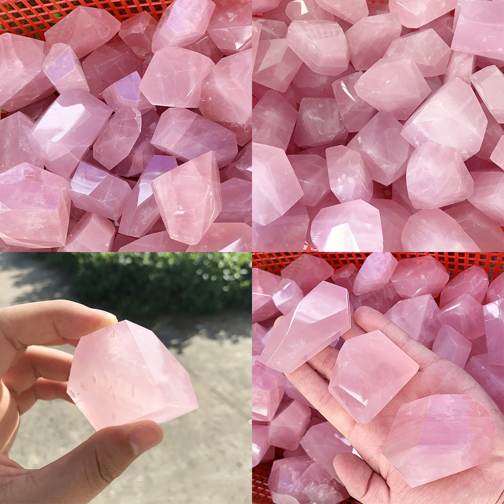 Natural Pink Crystal Geometric Crystal Original Stone Burnishing Shaped ...