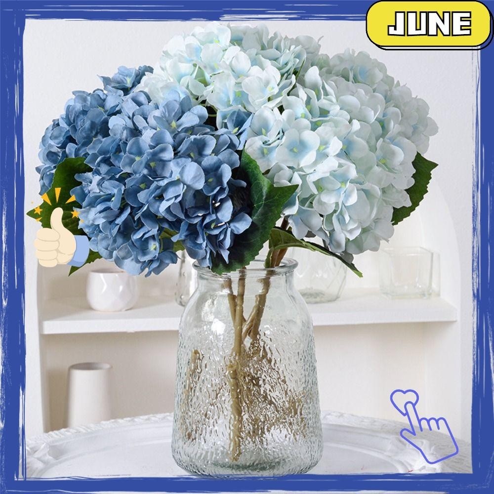 JUNER Fake Silk Flowers, Colorful Realistic Artificial Hydrangea, 45CM ...