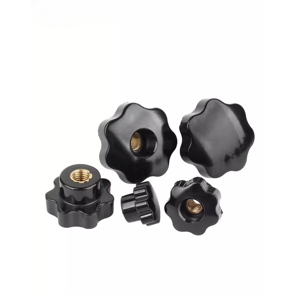 White Through Hole Torx Handle Nut Black Hexagonal Rubber Head Hand ...