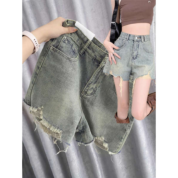 cargo jorts jorts plus size Ripped denim shorts women's summer 2024 new ...