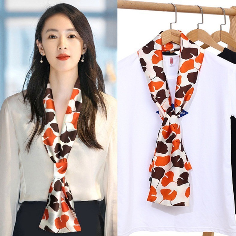 【Clearance!】145*16cm Scarves long silk scarf for woman narrow shawl  colorful bandana fashions chiffon hijab for women head scarf same celebrity 