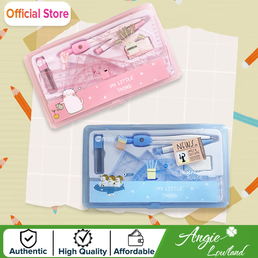 Angie Lowland Geometry Compass Set Triangle, Protractor & Ruler Math ...