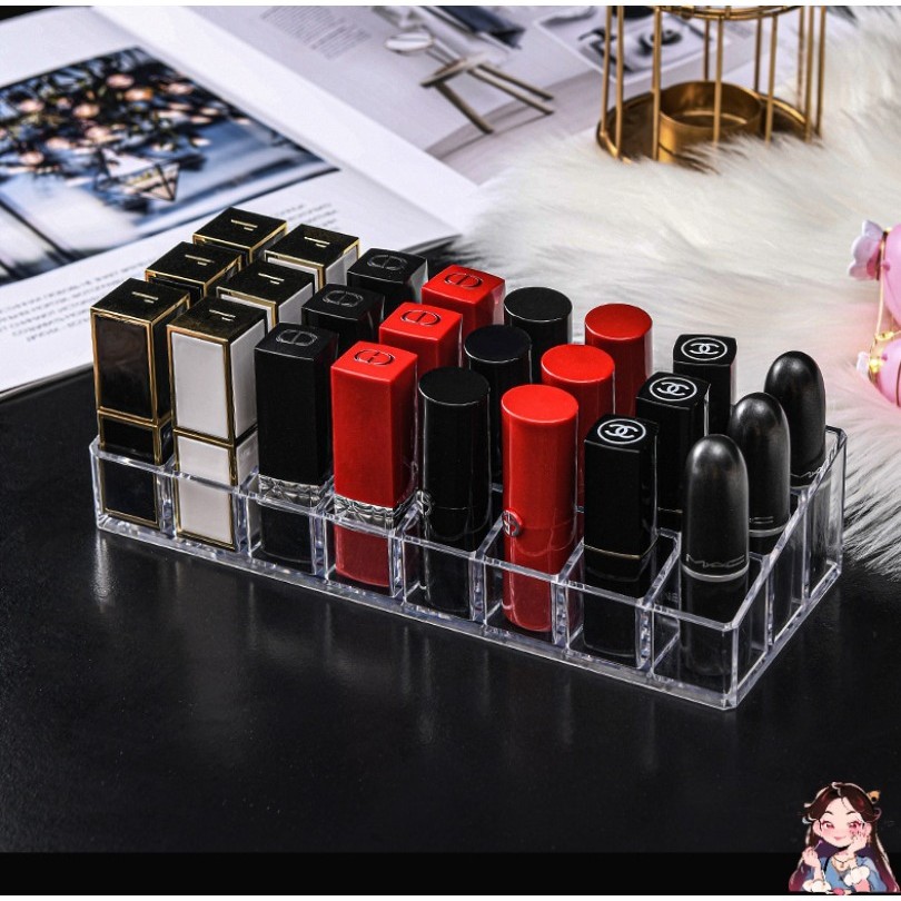 Clear Acrylic 24 Lipstick Tray Cosmetic Organizer Stand Display Holder free Shopping & main image 0
