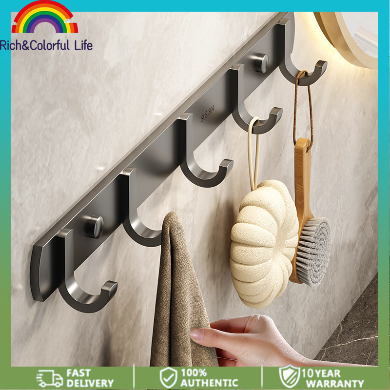 3/4 Hooks Metal Hooks Holder Aluminum Key Coat Clothes Door Holder Rack ...