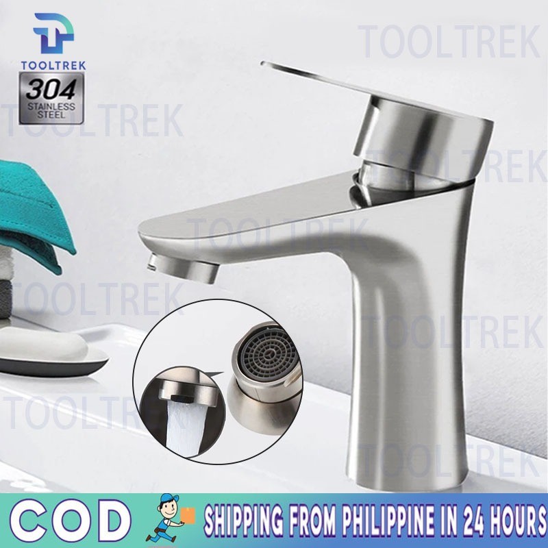 304 Stainless Steel Basin Faucet Silver Cold Tap Bathroom FaucetFashion ...