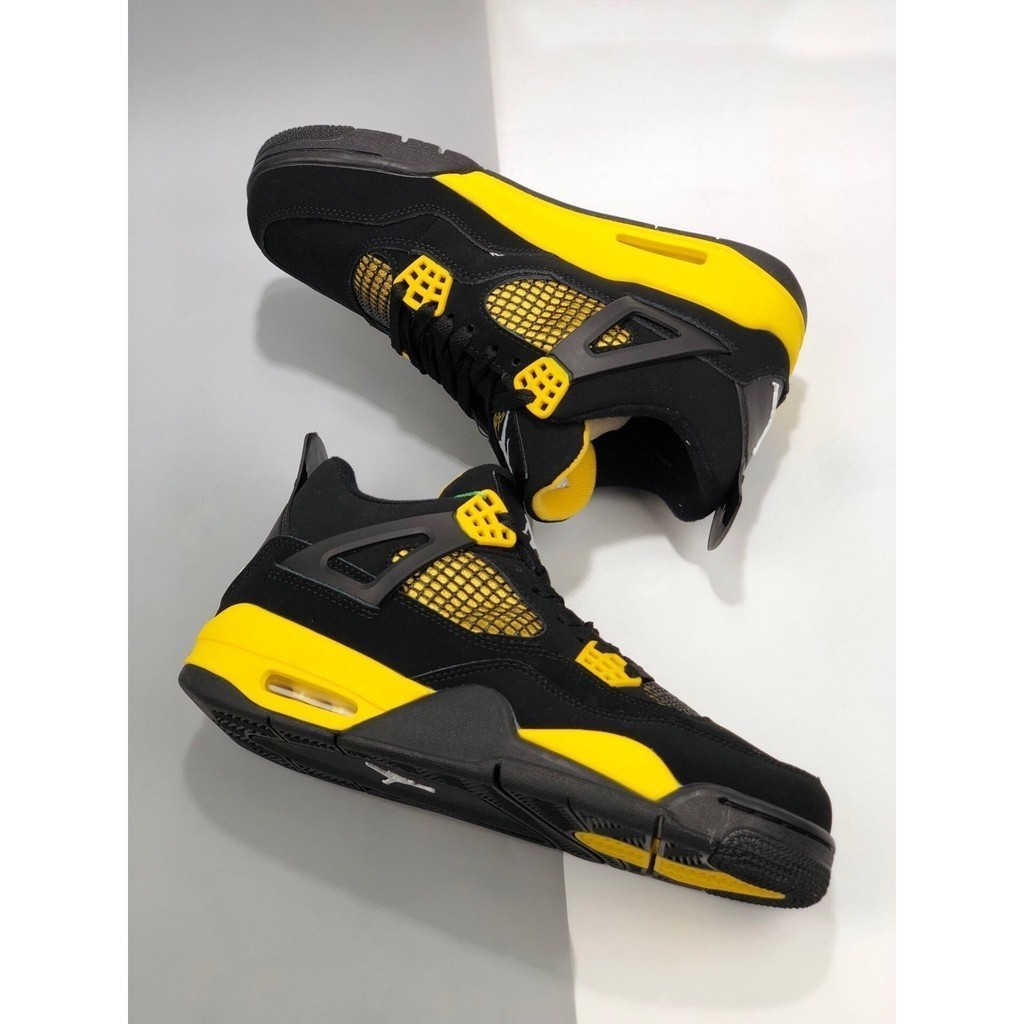 DGHU nk air jordan 4 “thunder” black/white-tour yellow mens sports ...