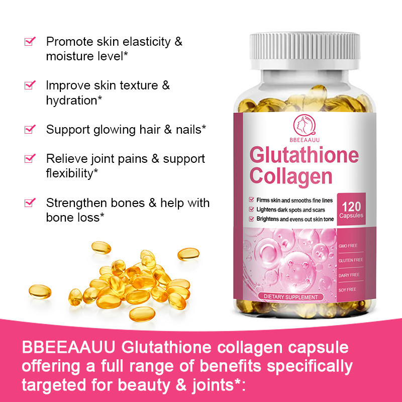BBEEAAUU Glutathione Collagen Capsules WIth Vitamin C for Anti-aging  Increases Skin Elasticity120pcs