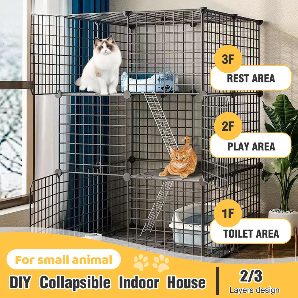 DIY Foldable 2 3 layers Cat Cage Stackable Cage for Cat Dog Rabbit ...