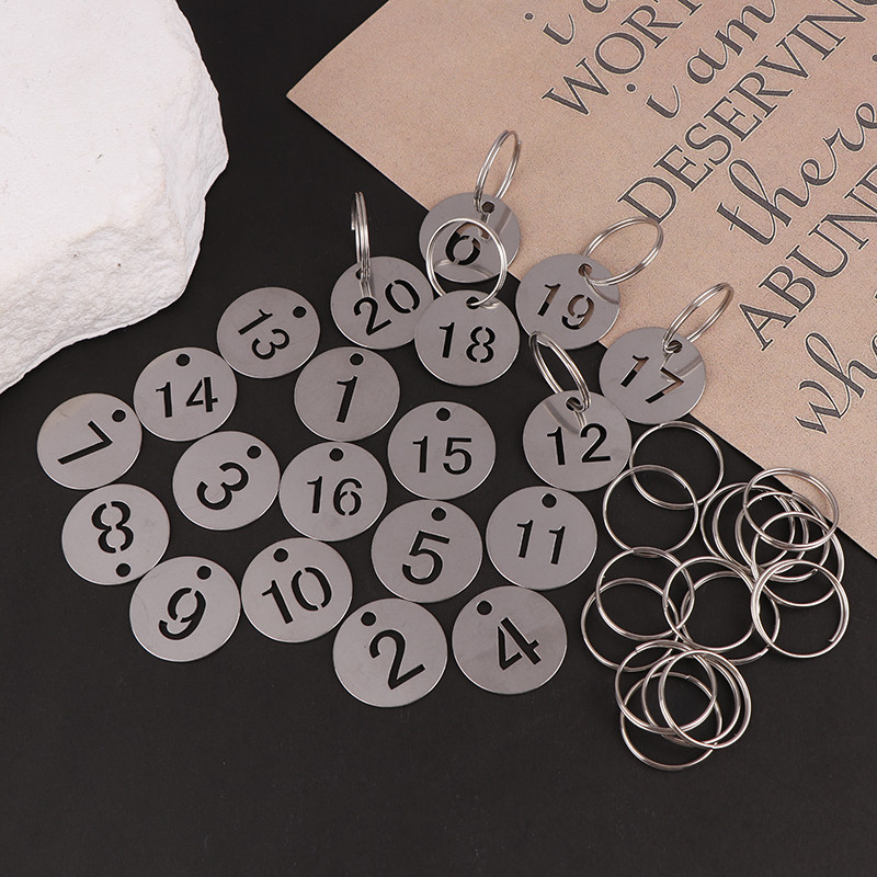 IGO 20 Pcs Stainless Steel Number Plate Key Label Tags Chain Labels ...