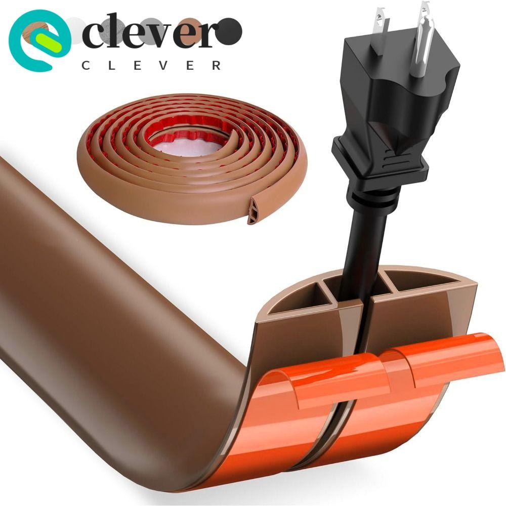 CLEVER Floor Cord Cover, Self Adhesive PVC Wire Hider, Professional 1m ...