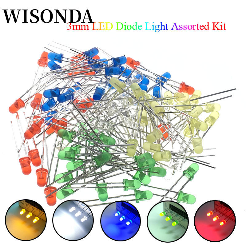 5Colors*20PCS=100PCS / 1Color=100pcs F3 3mm LED Diode Light Assorted ...