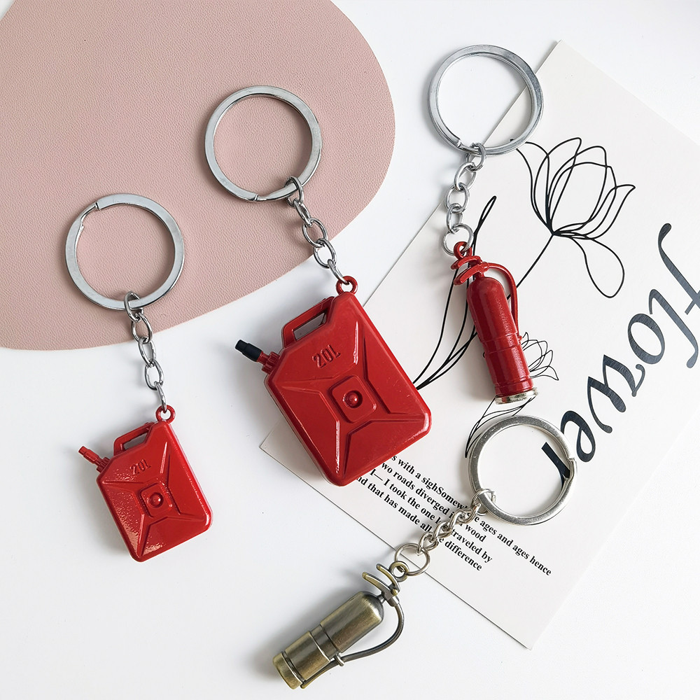 Funny Red Oil Drums Shape Keychains Creative Fire Extinguisher Metal ...