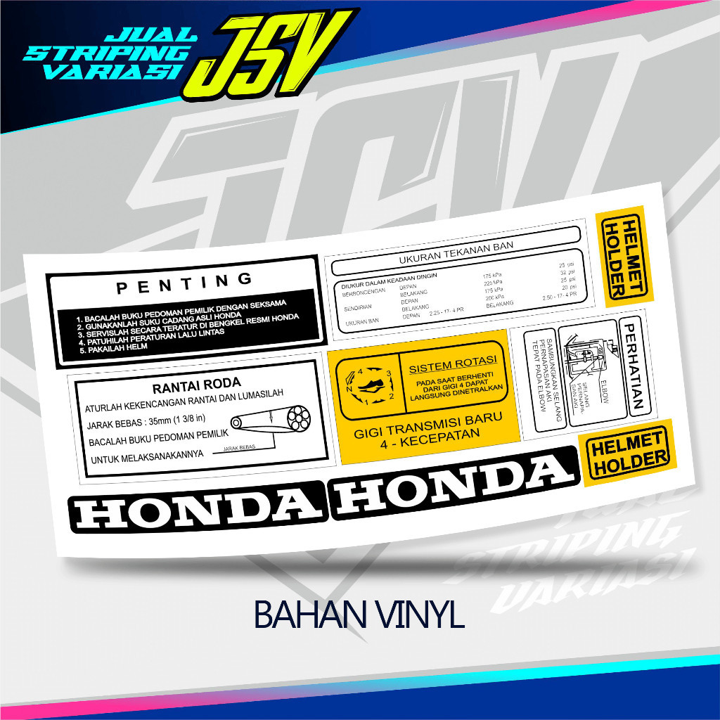 HONDA Complementary Stickers Astrea Grand Sticker Detail Star Prima ...