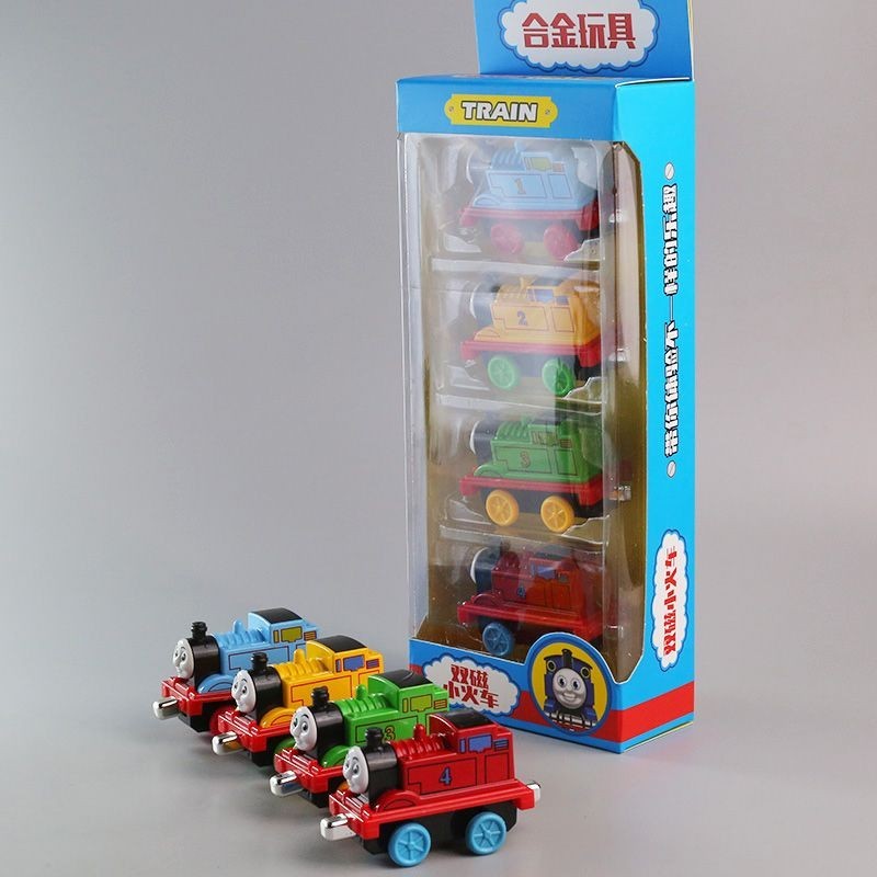 Gift children's magnetic alloy locomotive boy baby pull back toy car ...