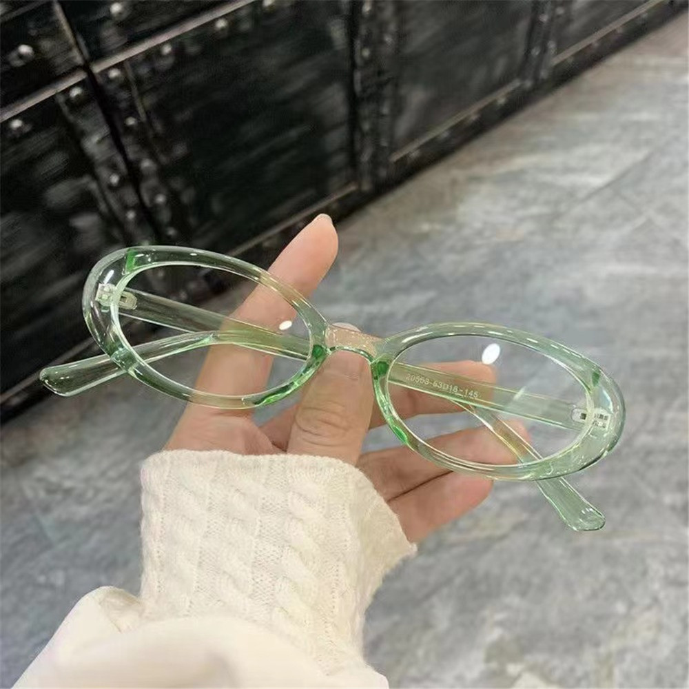 Sweet and Cool Spicy Girl Elliptical Black Frame Anti Blue Light Plain ...