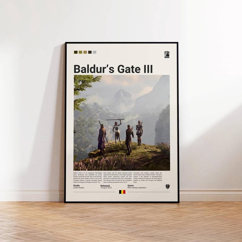 A no framed Baldur's Gate Art Home Wall Decor Canvas Poster, featuring ...