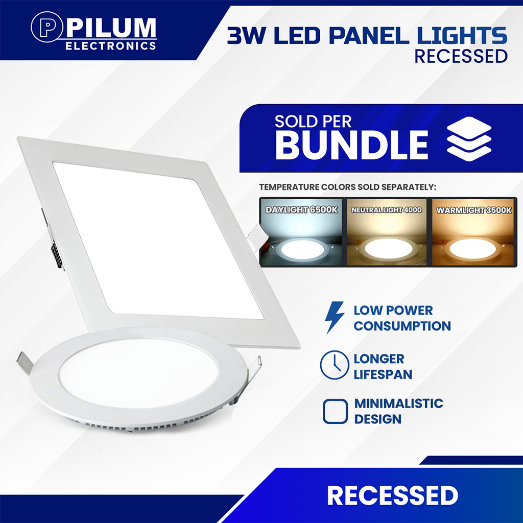 PILUM 3W LED RECESSED PANEL LIGHTS / LED Downlight/ Ceiling Light/ Pin ...