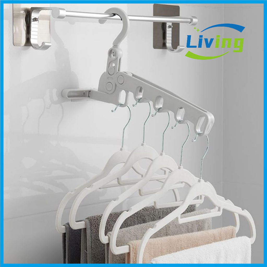 5 Hole Folding Clothes Drying Rack Multifunction Travel Space Saver ...