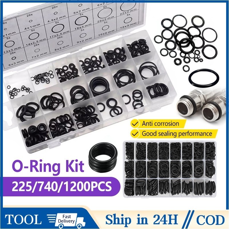 1200pcs/box O Ring Set Rubber Gasket,Black Rubber Assortment Washer ...