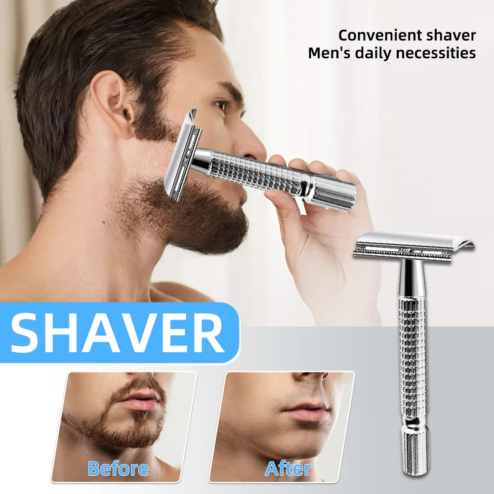 Barber Old Manual Shaver For Men Safety Razor Shaver With Brush Double ...
