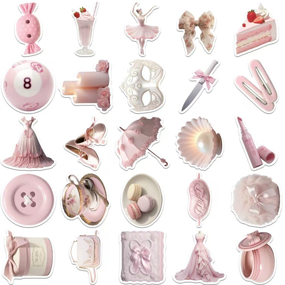 50Pcs/Set Cute Pink Ballet Girls Styles Stickers DIY Fashion Decals ...