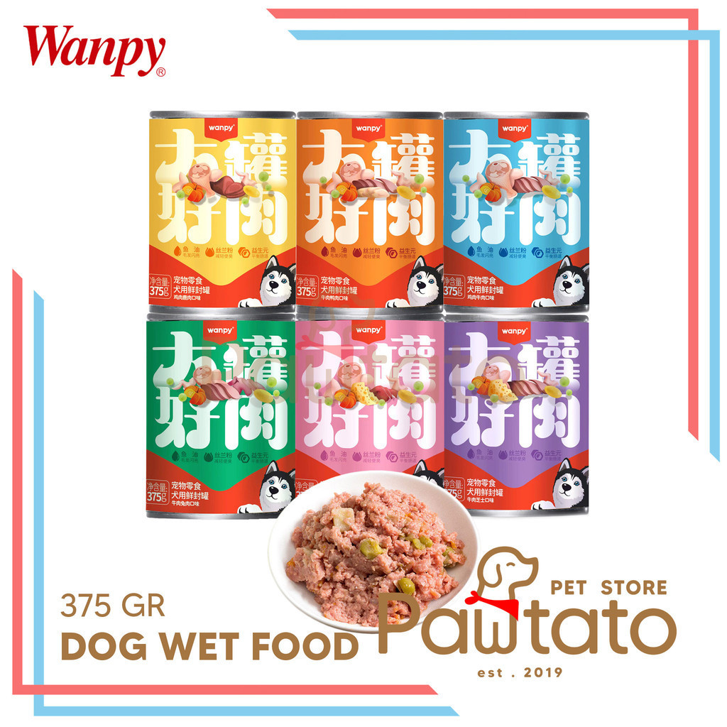 Wanpy Dog Food 375gr Canned Wet Puppy Dog Food Can Chicken Beef Topping ...