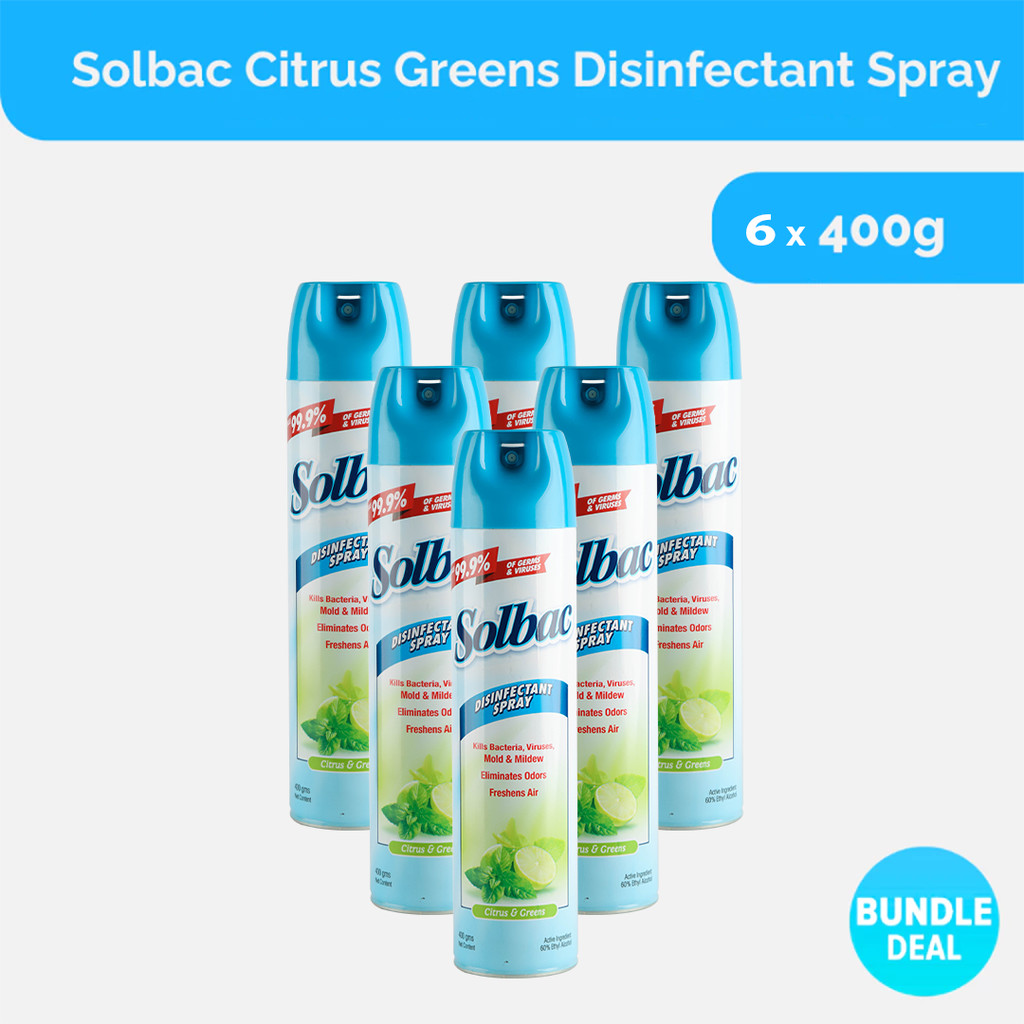 [6pcs] Solbac Disinfectant Spray Citrus & Greens 400g | Shopee Philippines