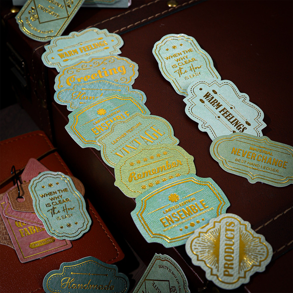 20 Pcs Vintage Label Stickers Foil Gold Retro Tag Aesthetic Stickers ...