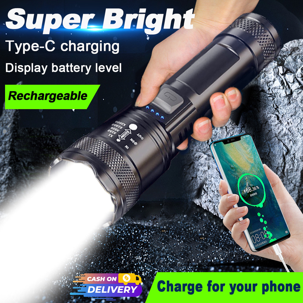 Shop flashlight rechargeable heavy duty for Sale on Shopee Philippines